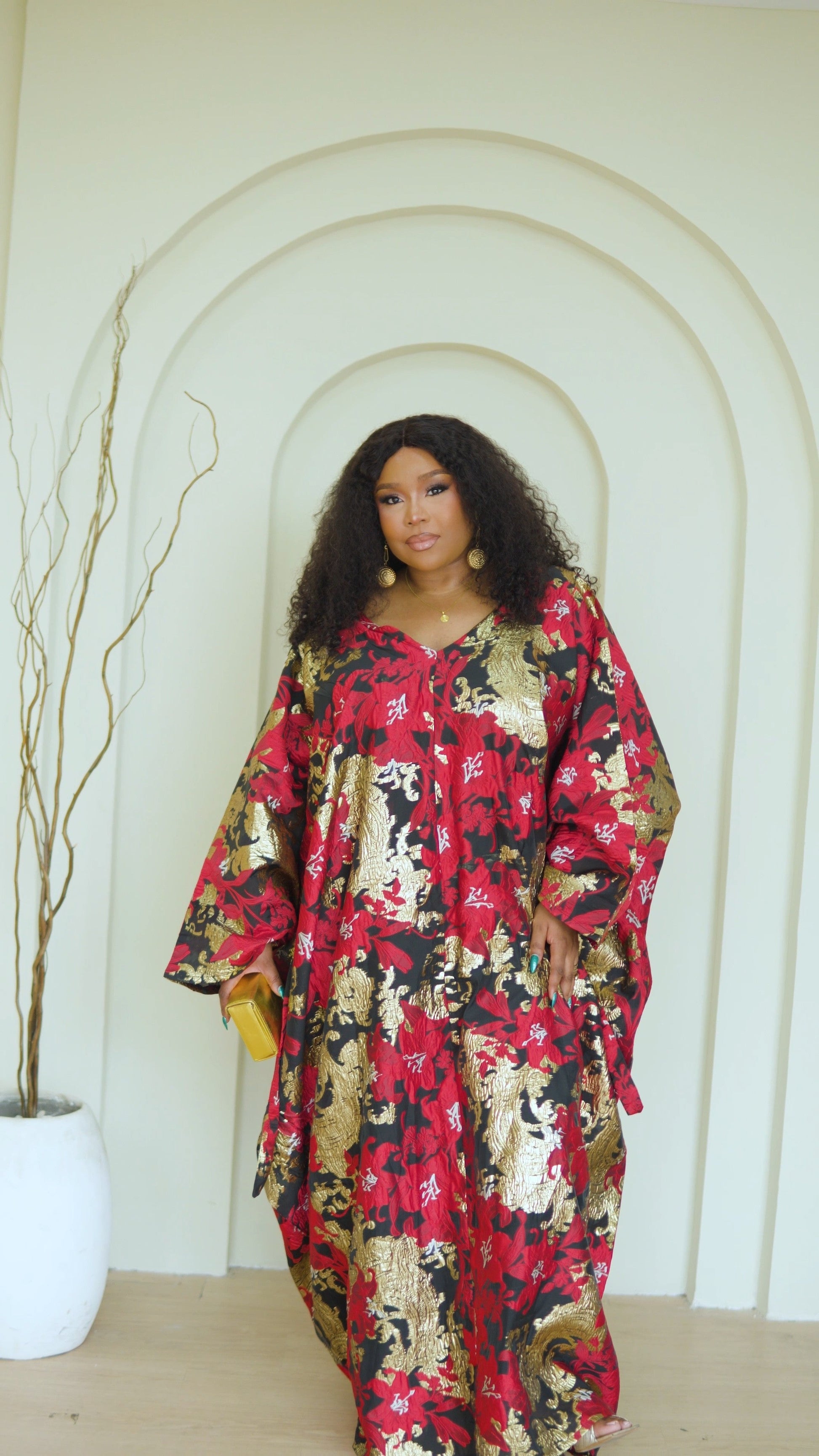 Mona Kaftan - Red Brocade Dress