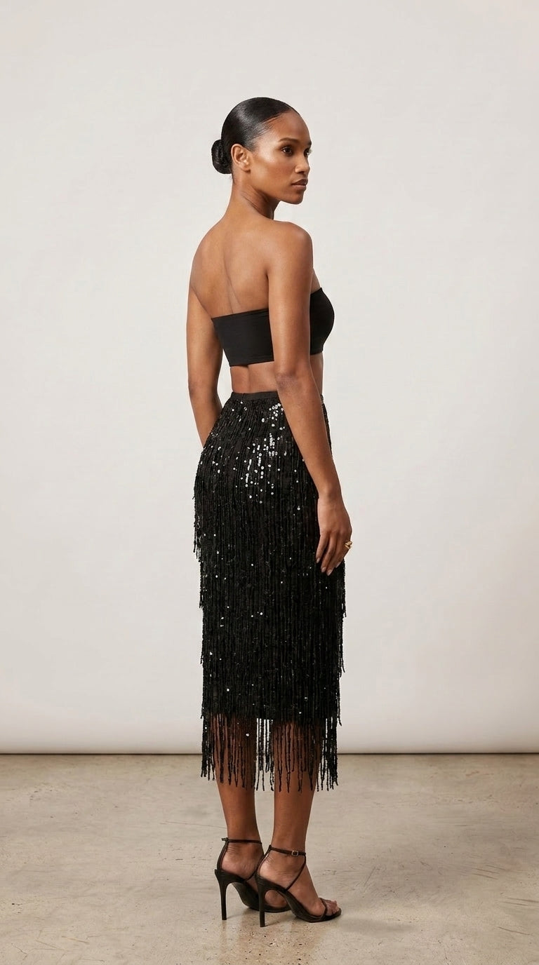 Zuri Sequin Midi Skirt